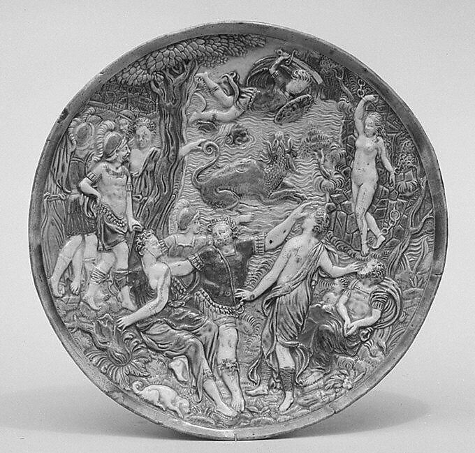 Plate, Manner of Bernard Palissy (French, Agen, Lot-et-Garonne 1510–1590 Paris), Lead-glazed earthenware, French, Fontainebleau or Avon 
