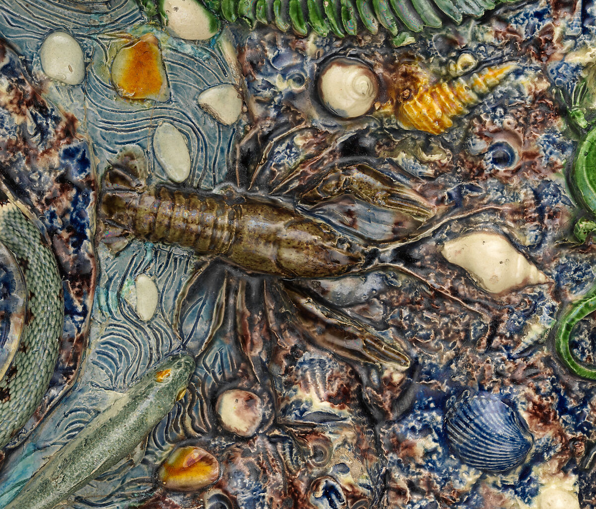 Platter, Follower of Bernard Palissy (French, Agen, Lot-et-Garonne 1510–1590 Paris), Lead-glazed earthenware, French, Paris