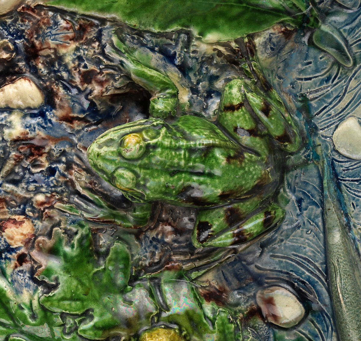 Platter, Follower of Bernard Palissy (French, Agen, Lot-et-Garonne 1510–1590 Paris), Lead-glazed earthenware, French, Paris