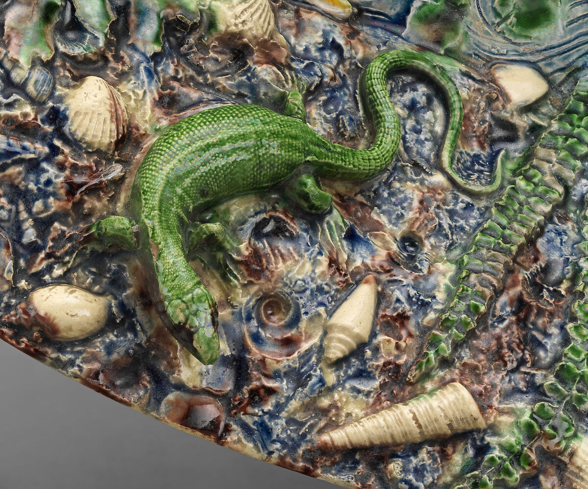 Platter, Follower of Bernard Palissy (French, Agen, Lot-et-Garonne 1510–1590 Paris), Lead-glazed earthenware, French, Paris