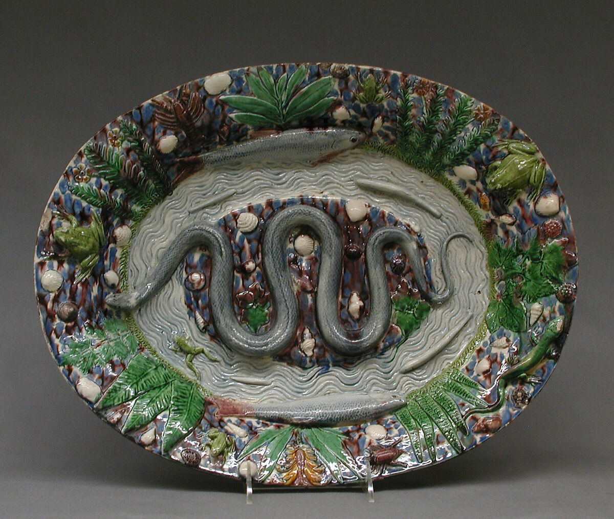 Platter, Manner of Bernard Palissy (French, Agen, Lot-et-Garonne 1510–1590 Paris), Lead-glazed earthenware, French 