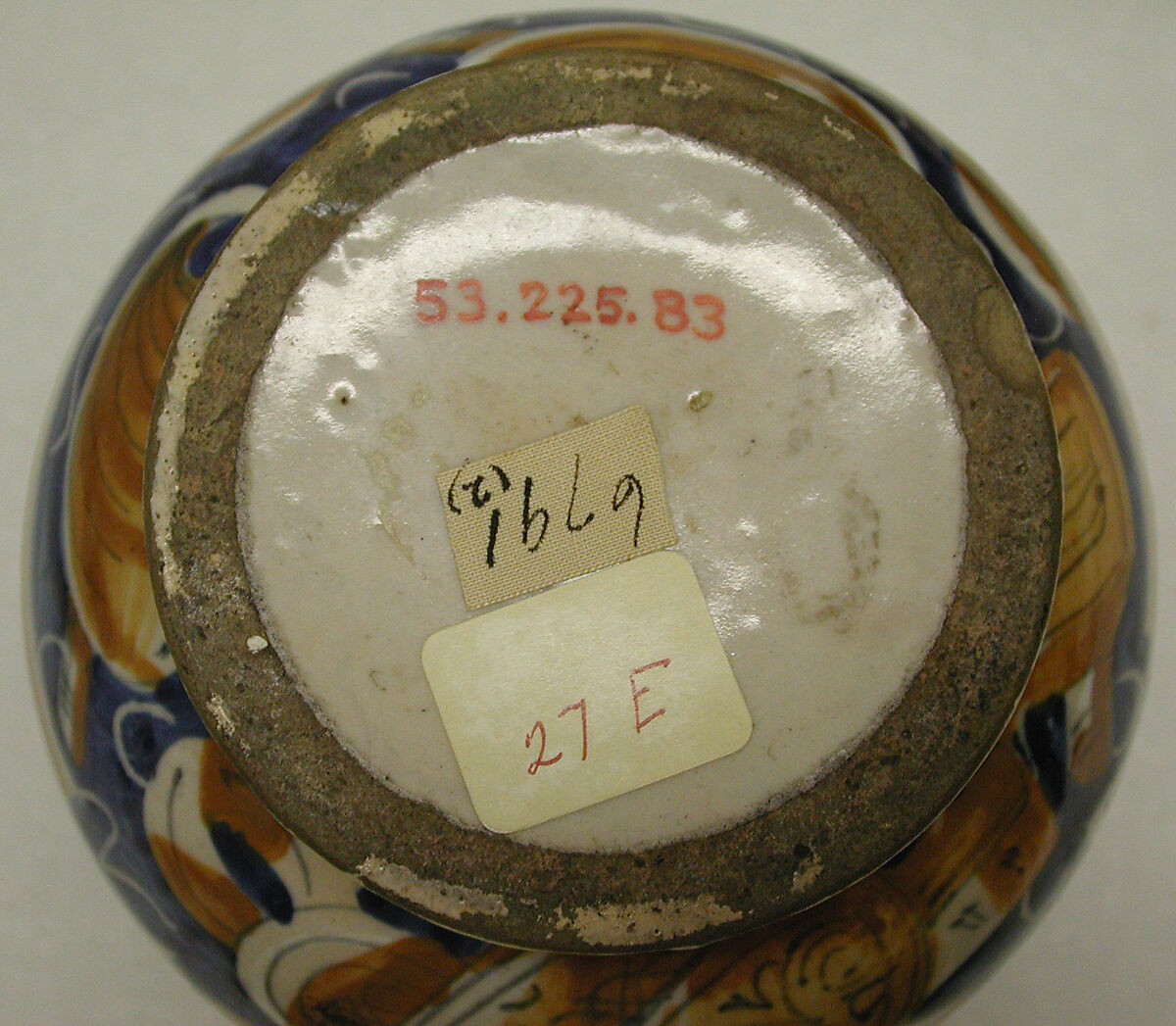 Pharmacy jar (albarello) (one of a pair), Maiolica (tin-glazed earthenware), Italian, probably Pesaro