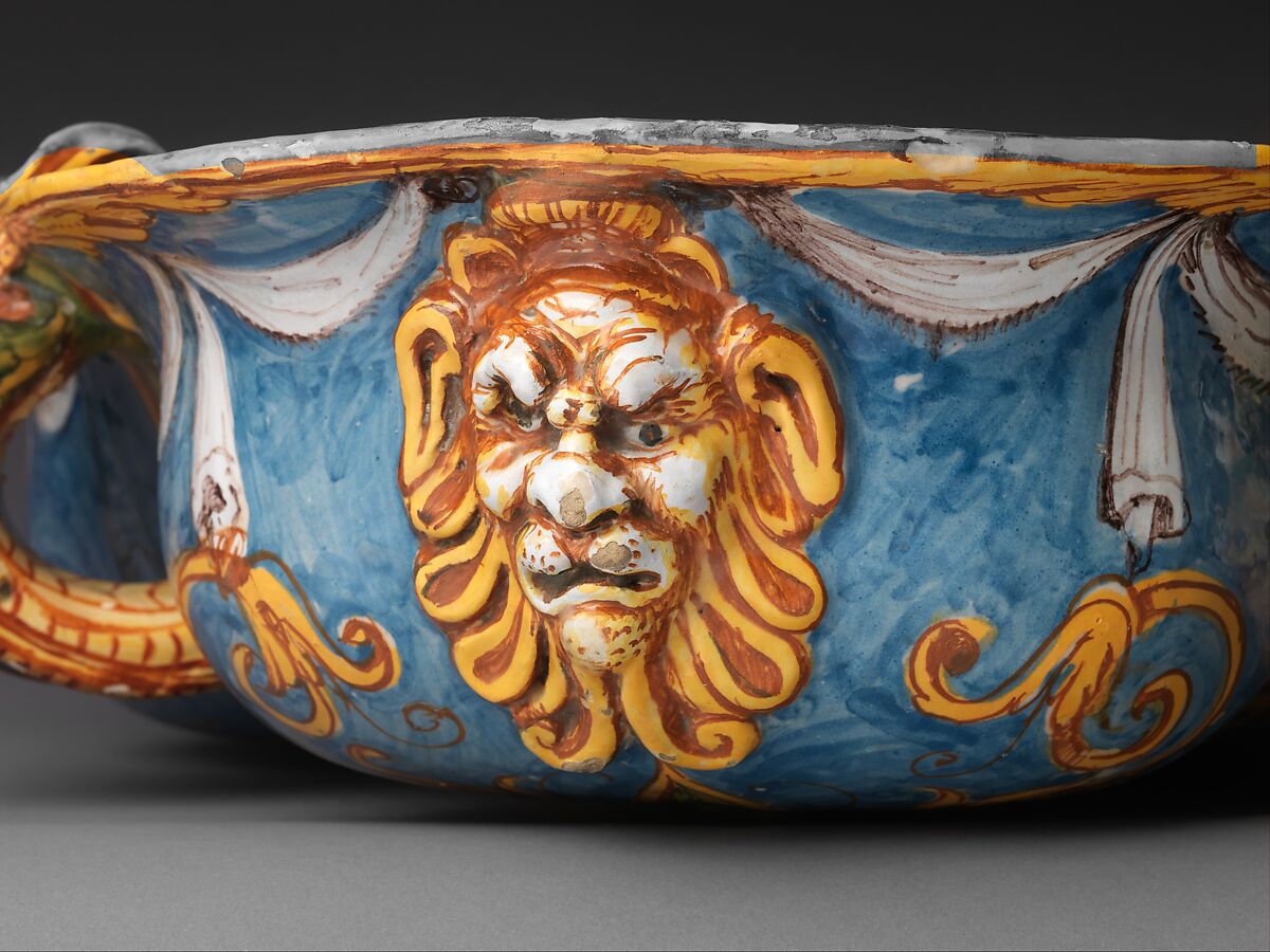 Wine cooler with Charles V’s Victory at Mühlberg, Based on an engraving by Enea Vico (Italian, Parma 1523–1567 Ferrara), Maiolica (tin-glazed earthenware), Italian, Urbino