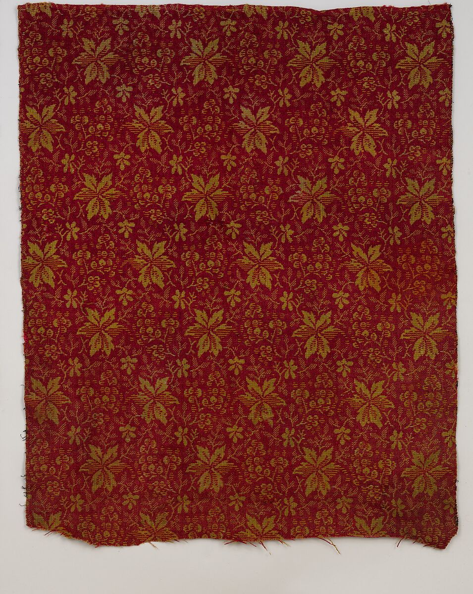 Ingrain carpet piece, Wool, American 