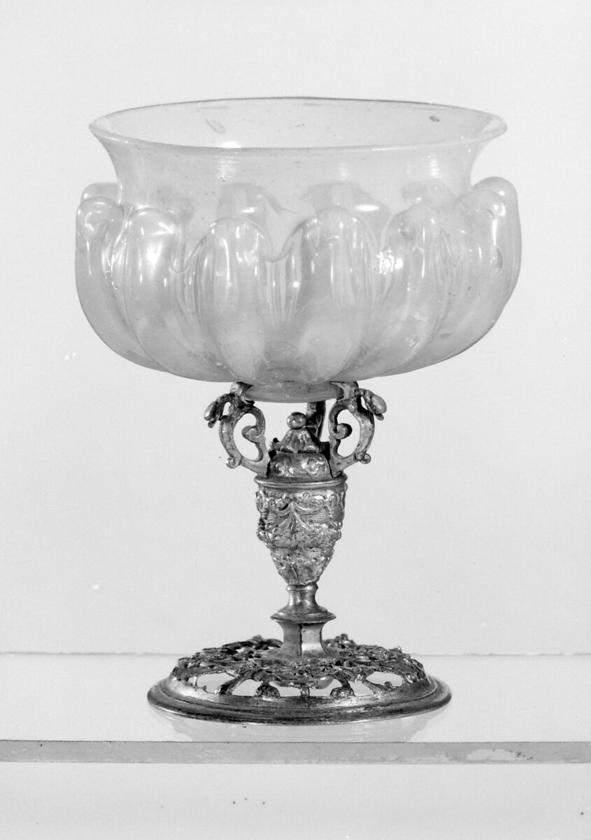 Goblet, Glass, gilt bronze, Italian, Venice (Murano) 