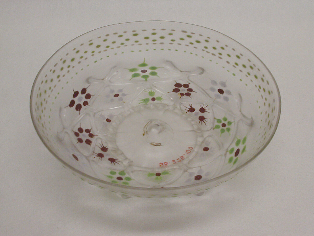 Bowl, Glass, enameled, Italian, Venice (Murano) 