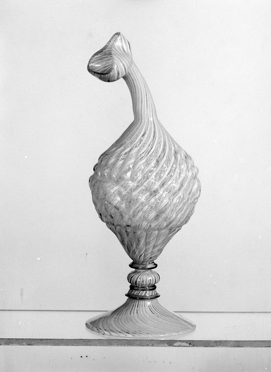 Latticino Bottle, Glass, latticino, probably German 