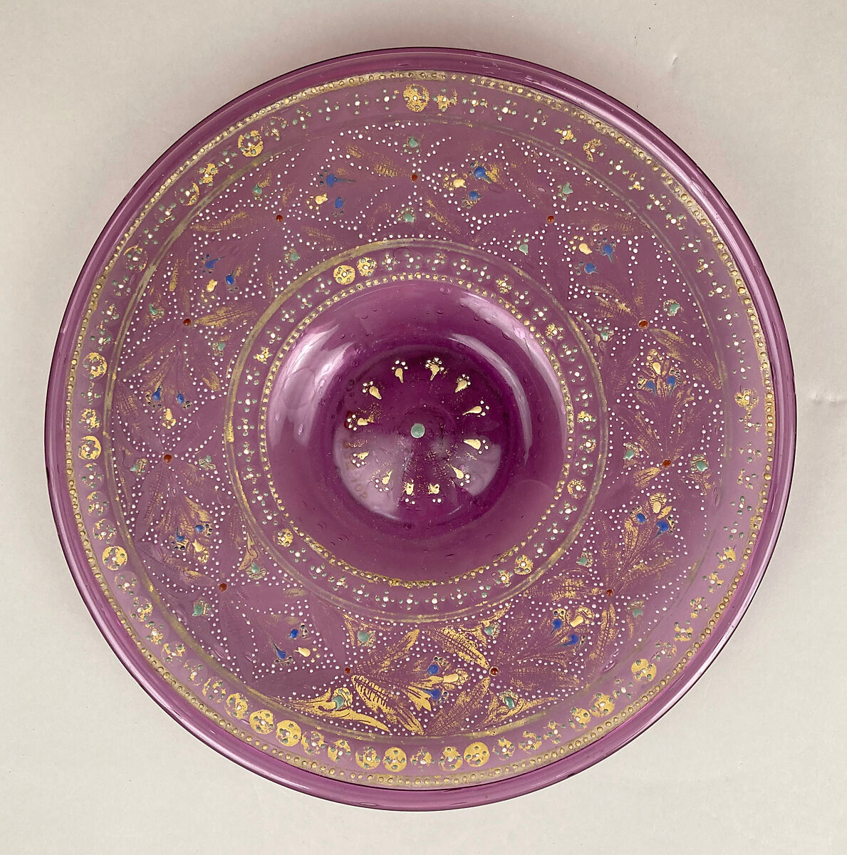 Plate, Glass, enamelled and gilt, Italian, Venice (Murano) 