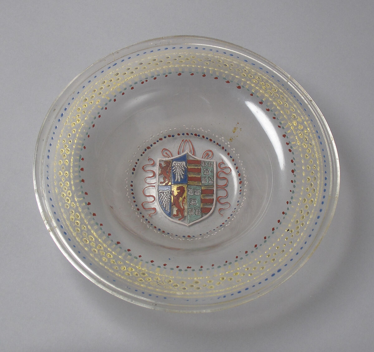 Bowl, Glass, enameled, Italian, Venice (Murano) 