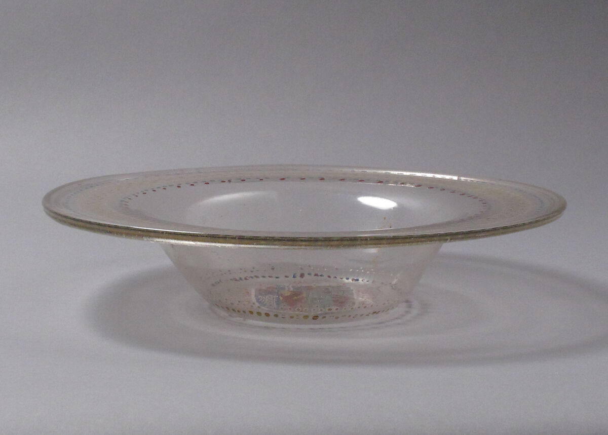 Bowl, Glass, enameled, Italian, Venice (Murano)