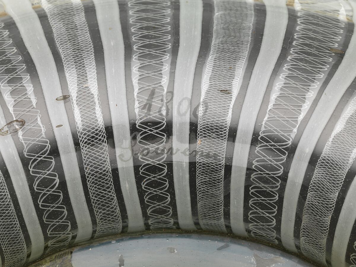 Plate, Glass-latticinio, "cold-painted," gouache, Italian, Venice and Austrian, South Tyrol