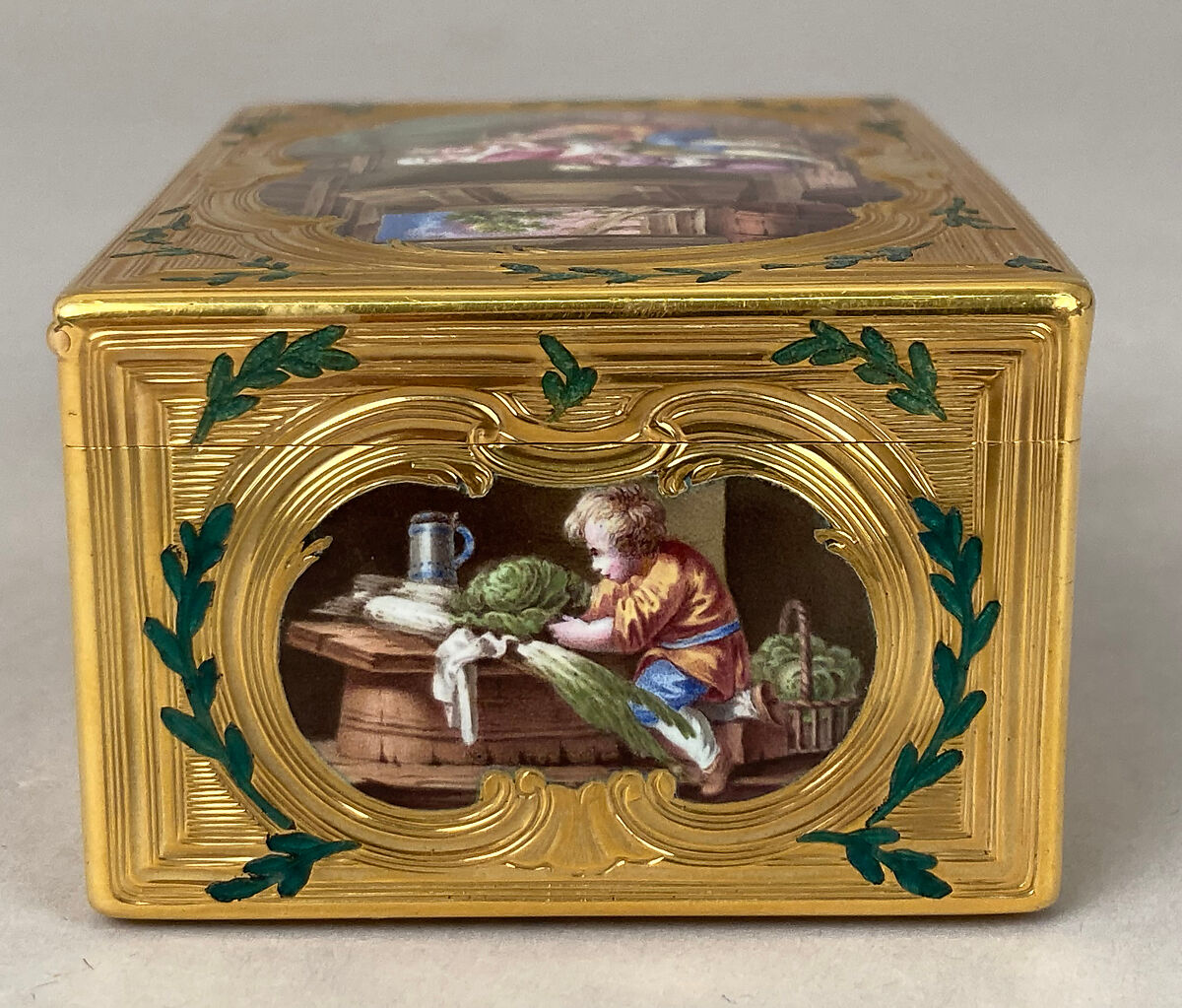 Snuffbox, Jean Ducrollay (French, born 1709, master 1734, recorded 1760), Gold, enamel, French, Paris