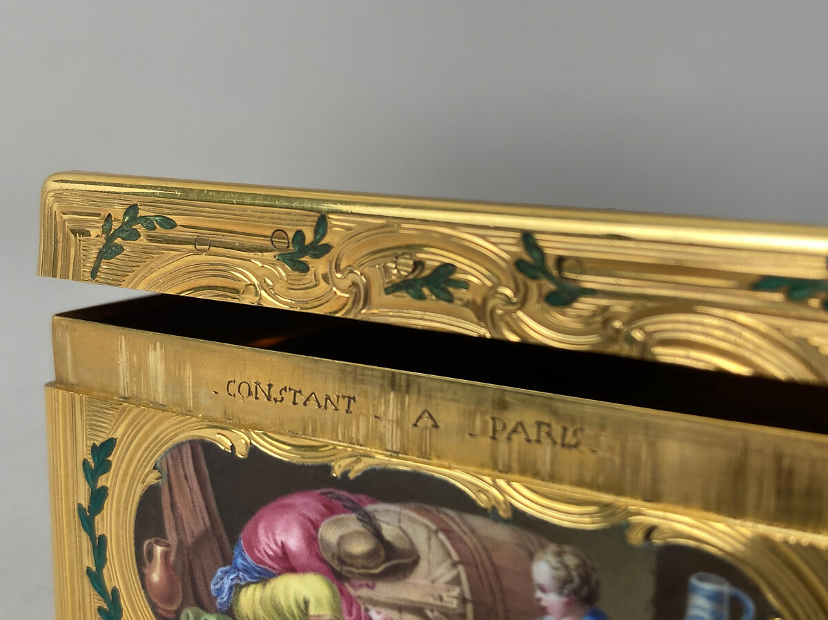 Snuffbox, Jean Ducrollay (French, born 1709, master 1734, recorded 1760), Gold, enamel, French, Paris
