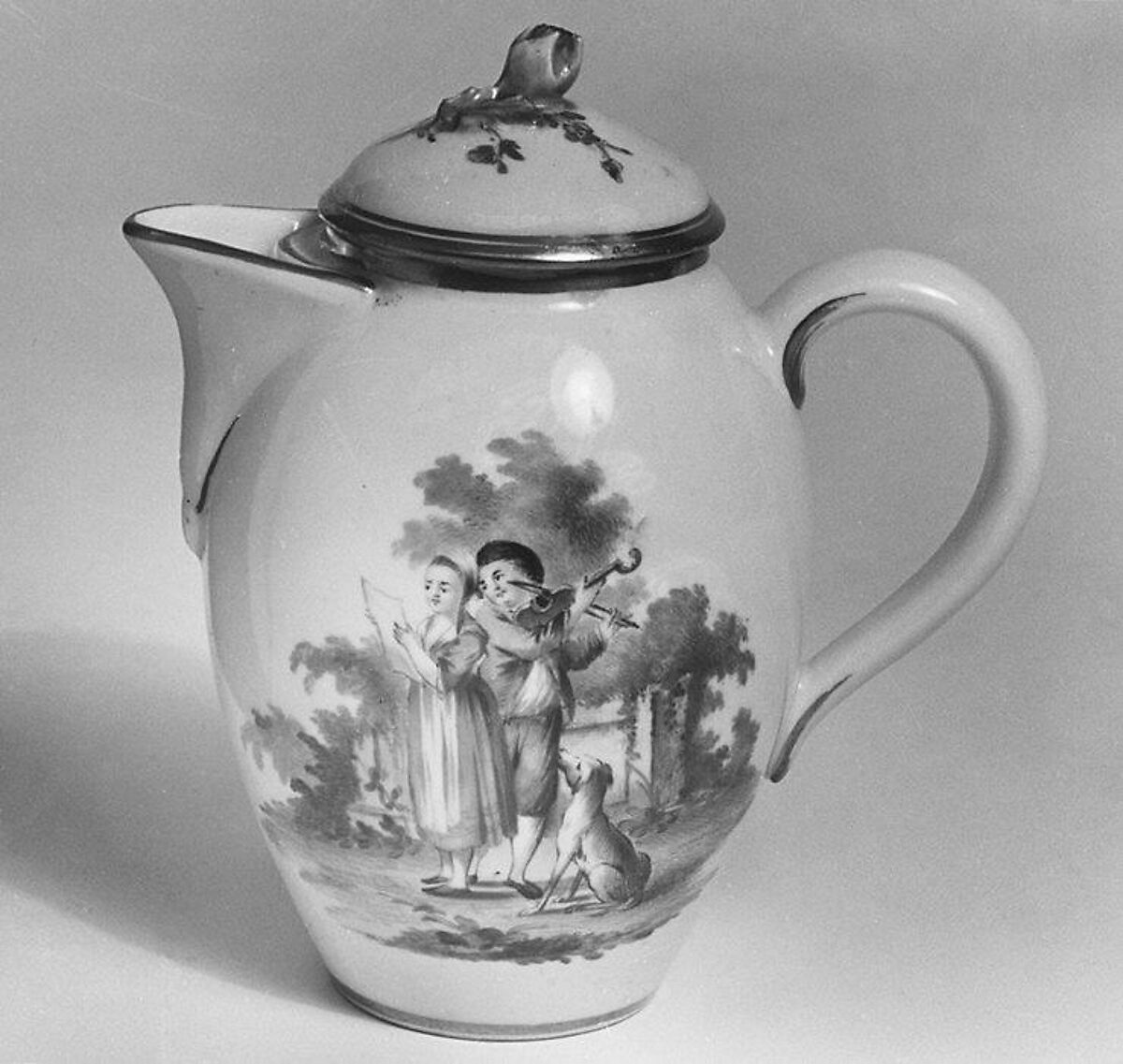 Milk jug with cover, Gotha (German, 1757–1900), Hard-paste porcelain, German, Thuringia (Gotha) 