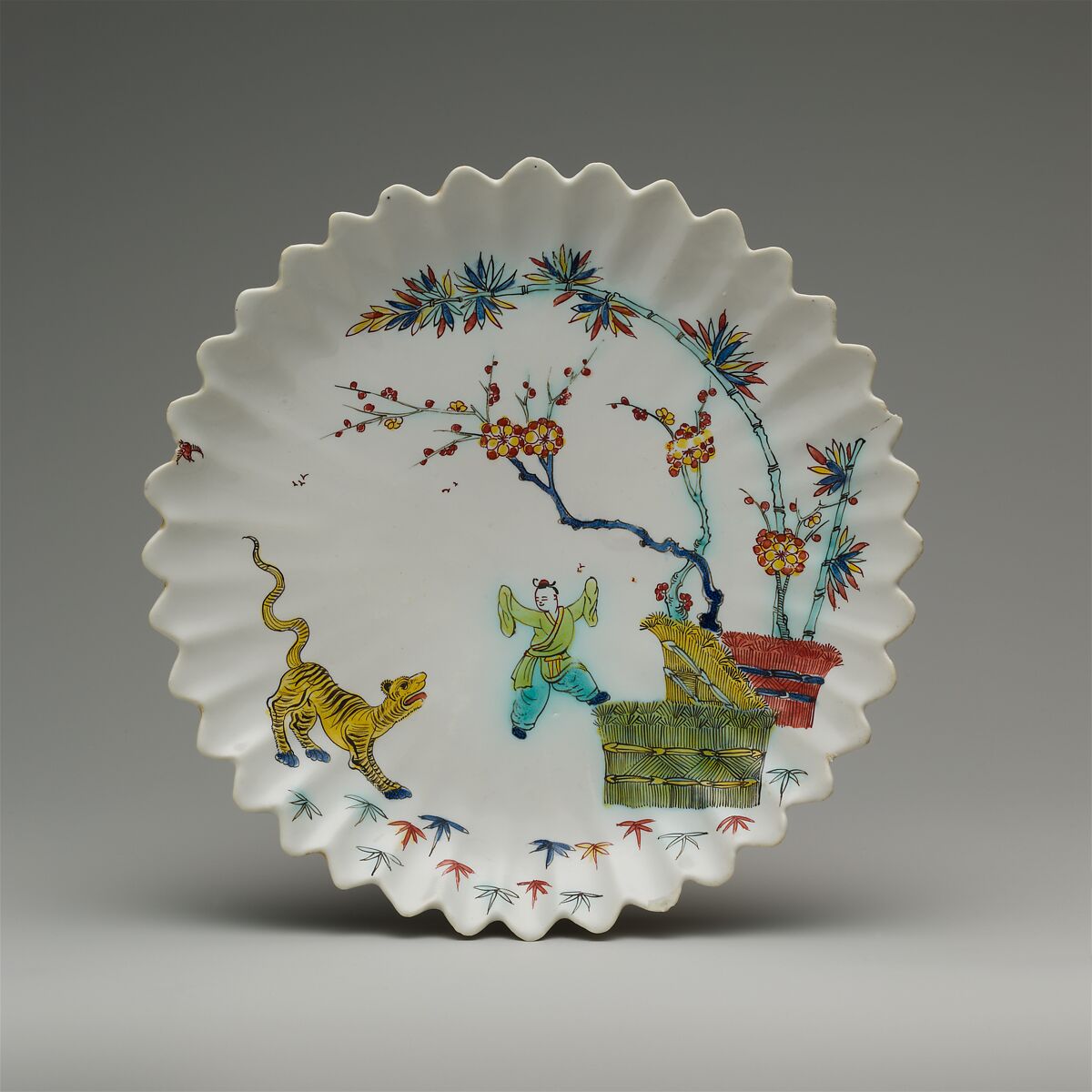 Plate, Villeroy (French, 1734/37–1748), Tin-glazed soft-paste porcelain decorated in polychrome enamels, French, Villeroy 