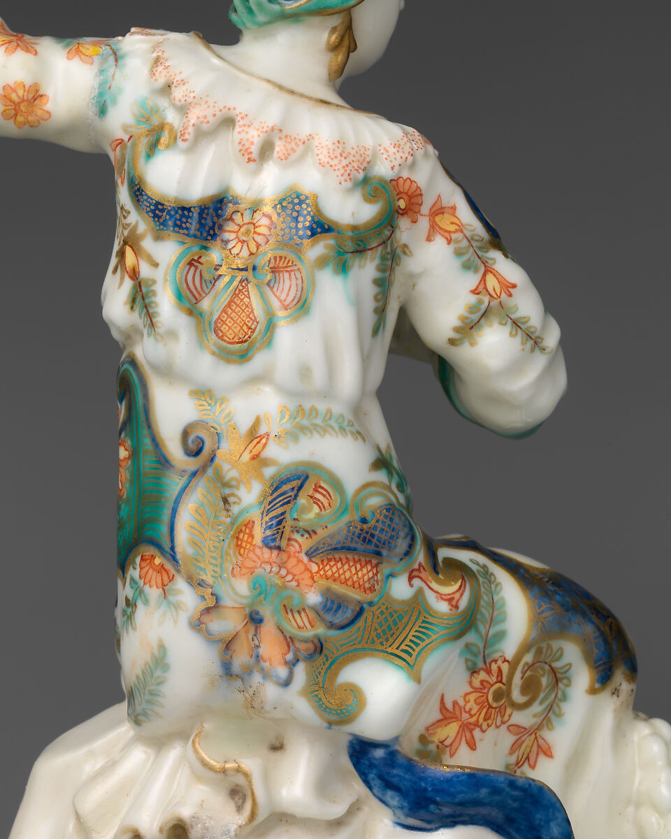 Actress (one of a pair), Saint-Cloud factory (French, mid-1690s–1766), Soft-paste porcelain decorated in polychrome enamels, gold, French, Saint-Cloud