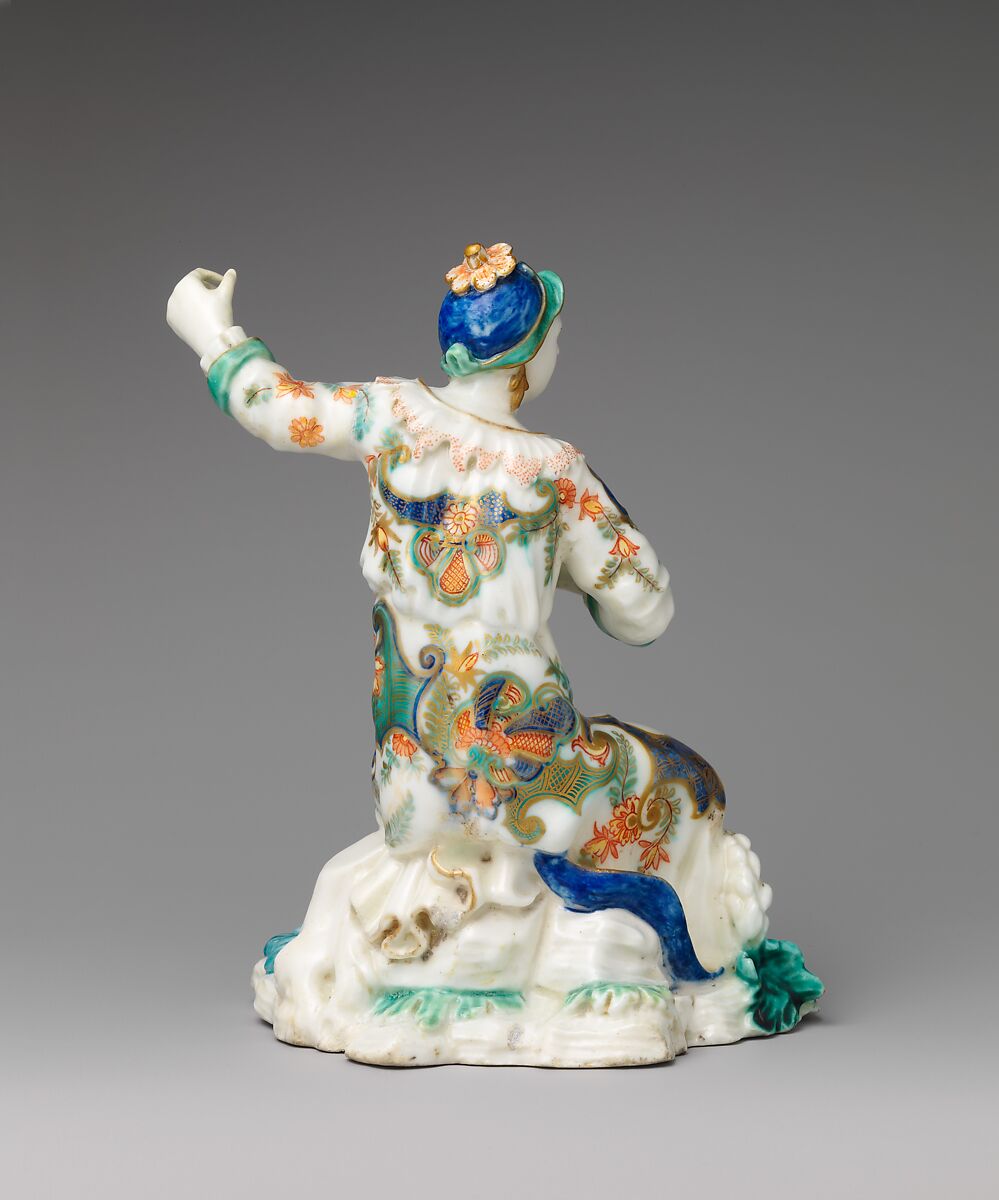 Actress (one of a pair), Saint-Cloud factory (French, mid-1690s–1766), Soft-paste porcelain decorated in polychrome enamels, gold, French, Saint-Cloud