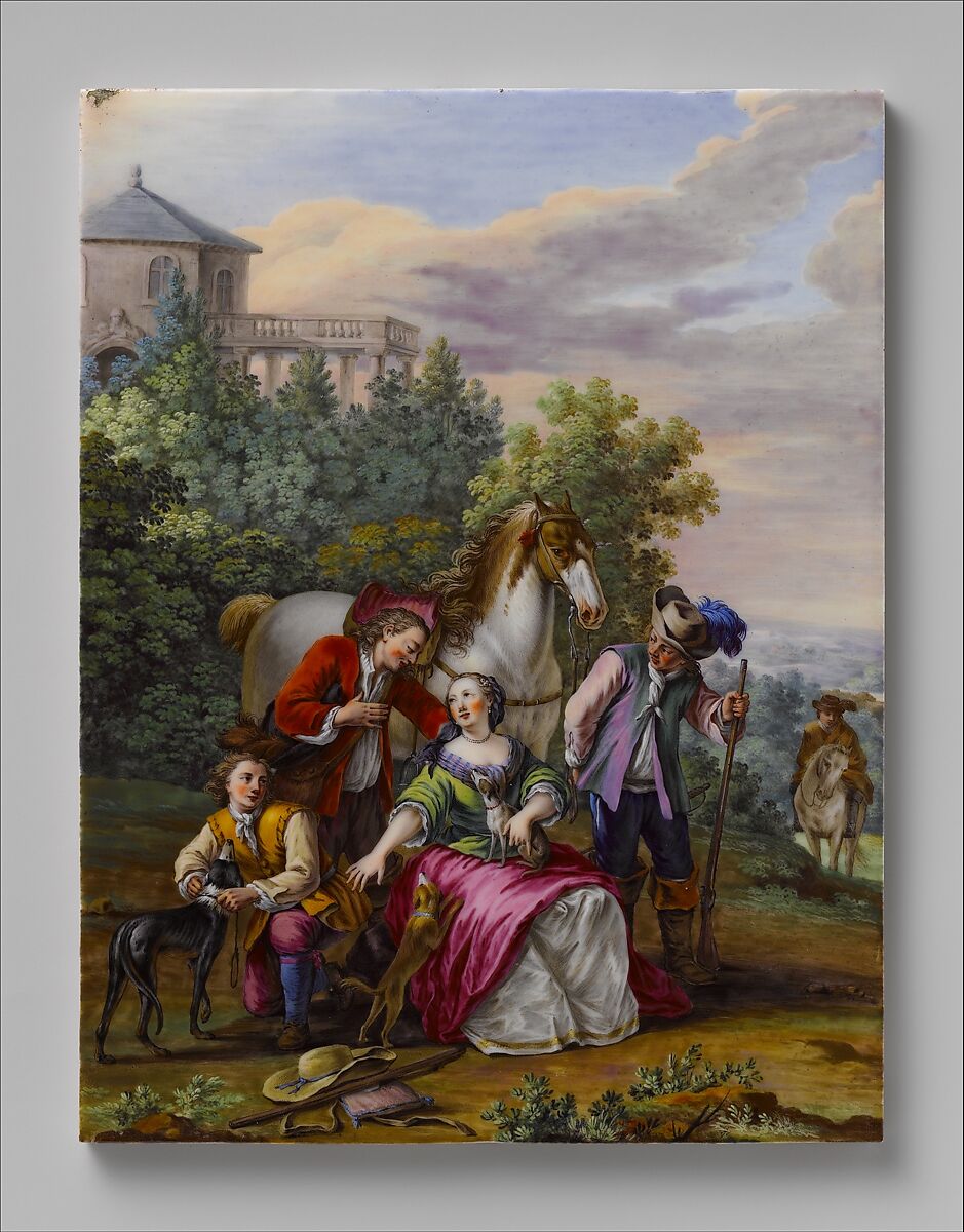 Plaque (tableau), Sèvres Manufactory (French, 1740–present), Soft-paste porcelain decorated in polychrome enamels, French, Sèvres 