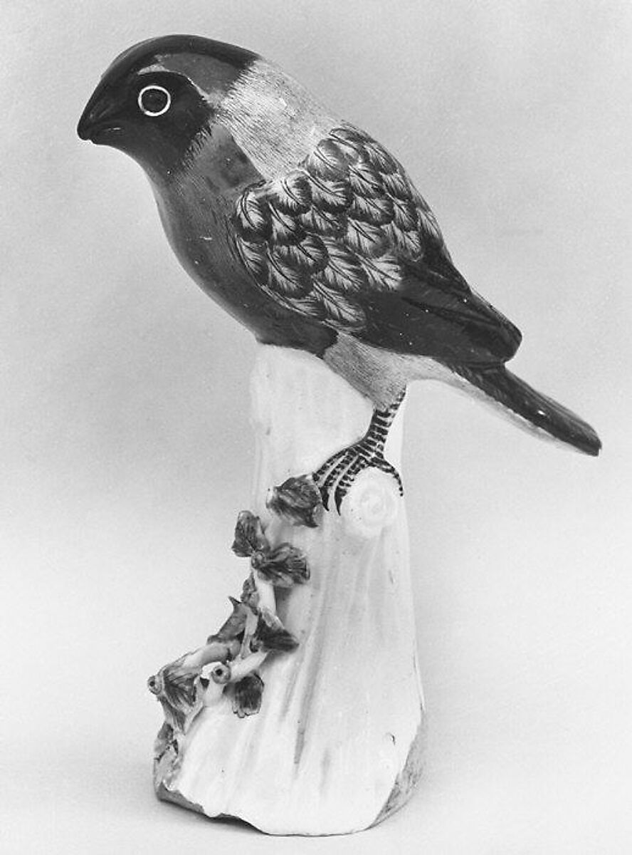 Bullfinch (one of a pair), Vincennes Manufactory (French, ca. 1740–1756), Soft-paste porcelain, French, Vincennes 
