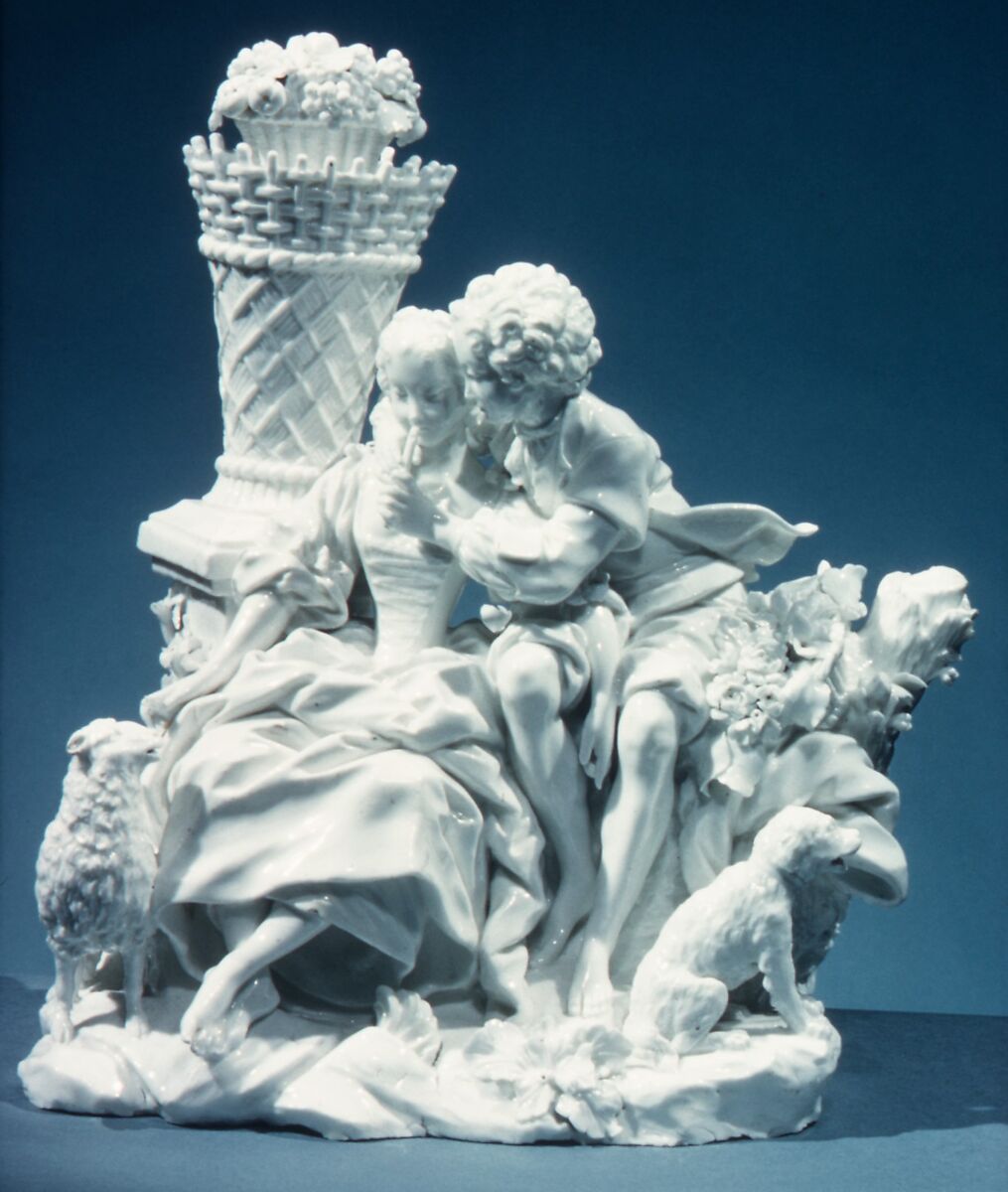 The Flute Lesson, Vincennes Manufactory (French, ca. 1740–1756), Soft-paste porcelain, French, Vincennes 