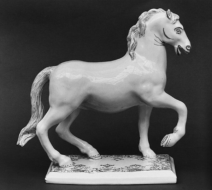 Horse, Tin-glazed earthenware, probably French 