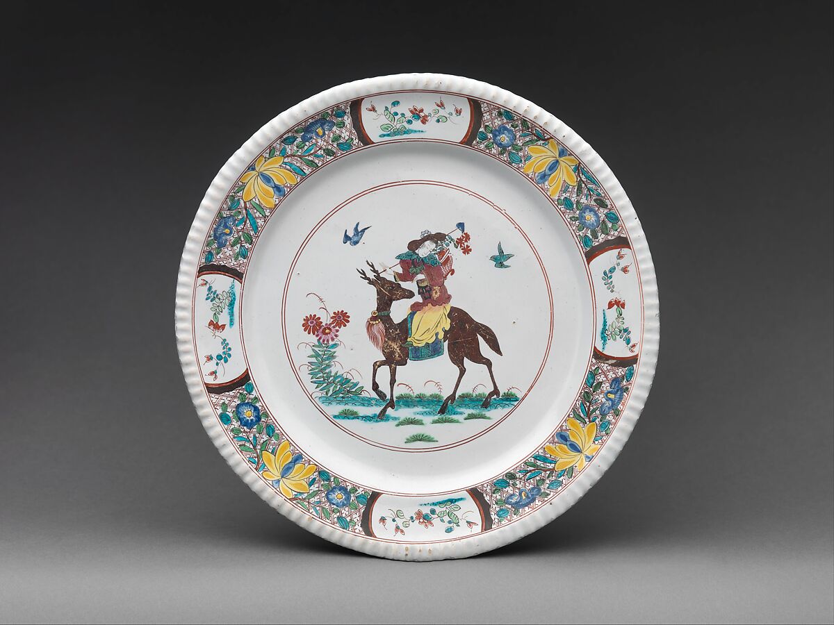 Plate, Style of Adam Friedrich von Löwenfinck (German, 1714–1754), Tin-glazed earthenware, German, Fulda 