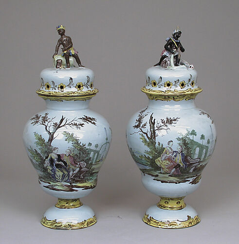 Pair of potpourri vases with covers