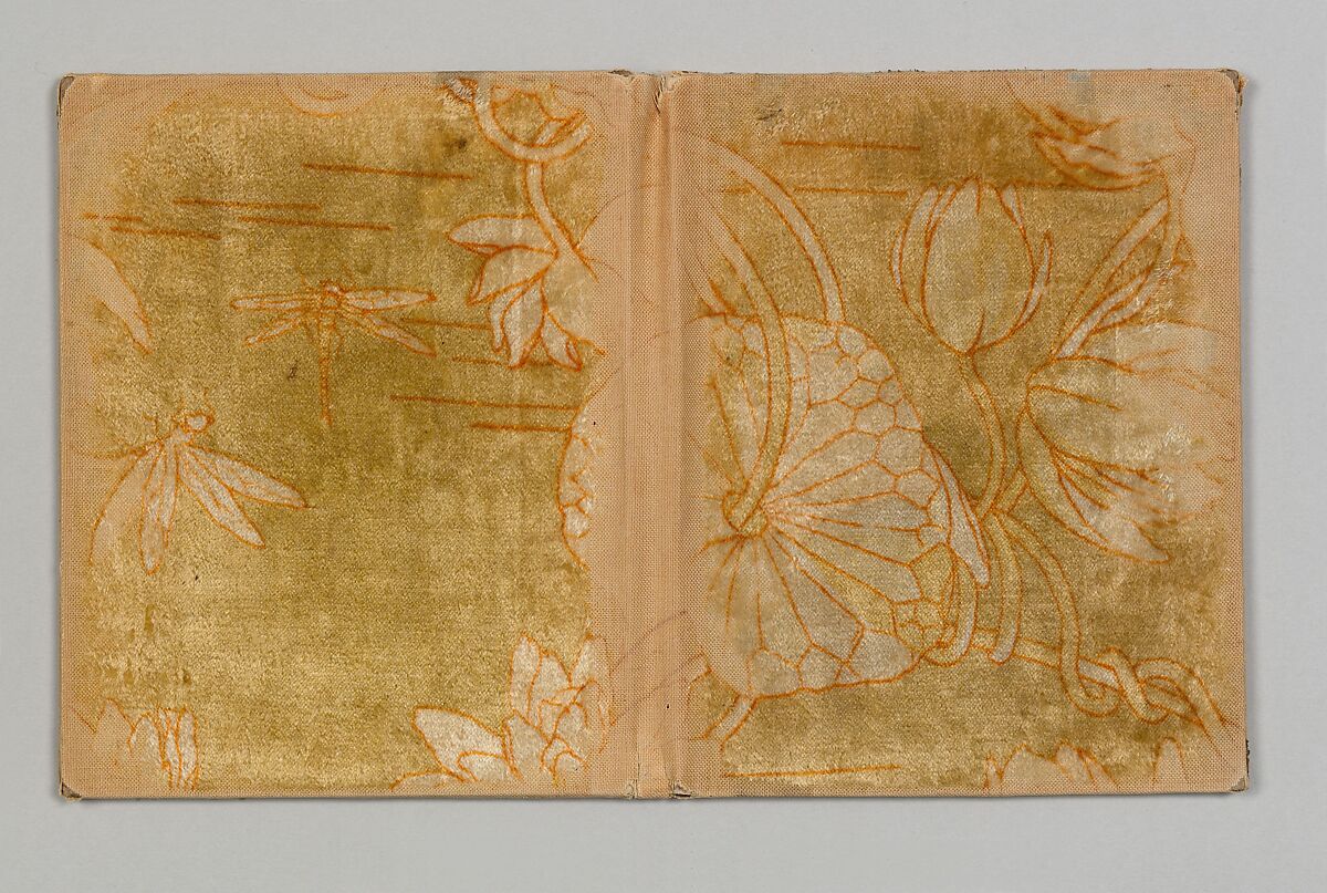 Candace Wheeler double frame, Manufactured by Associated Artists (1883–1907), Silk velvet on cardboard, printed, American 