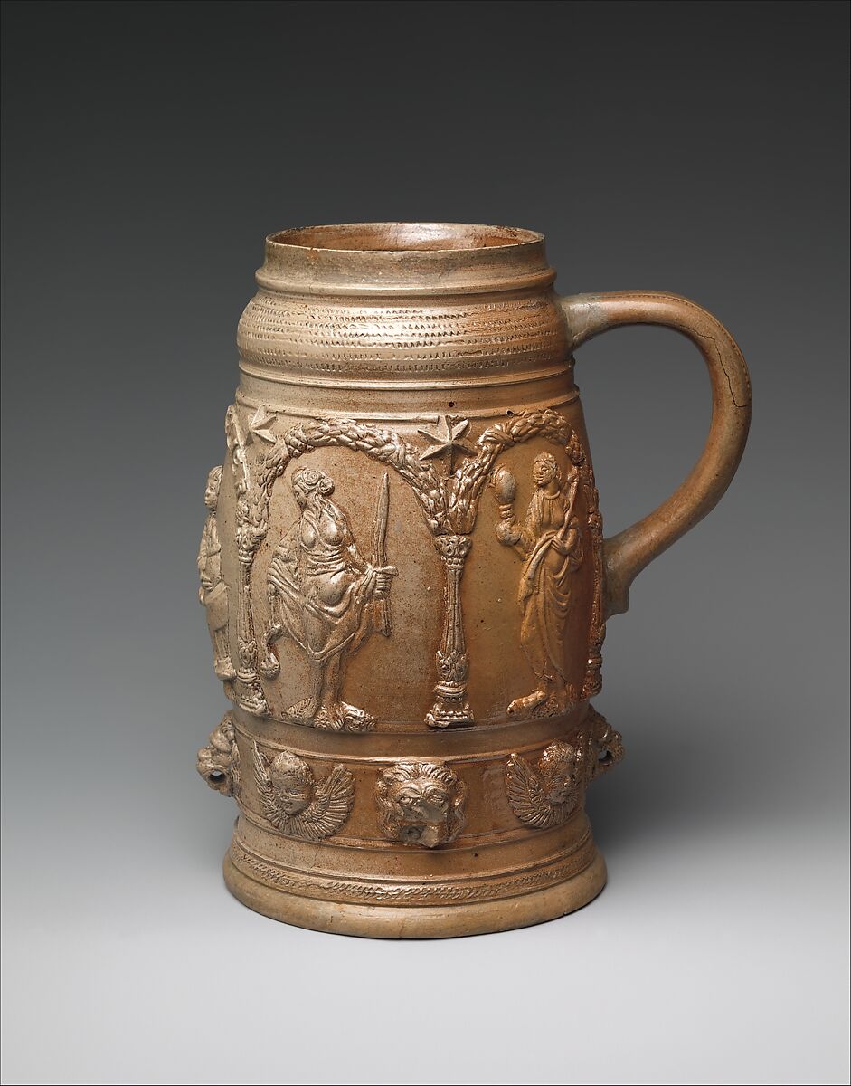 Tankard, Hans Glier (German, late 16th–early 17th century), Salt-glazed stoneware, German, Saxony (Zeitz or Waldenburg)