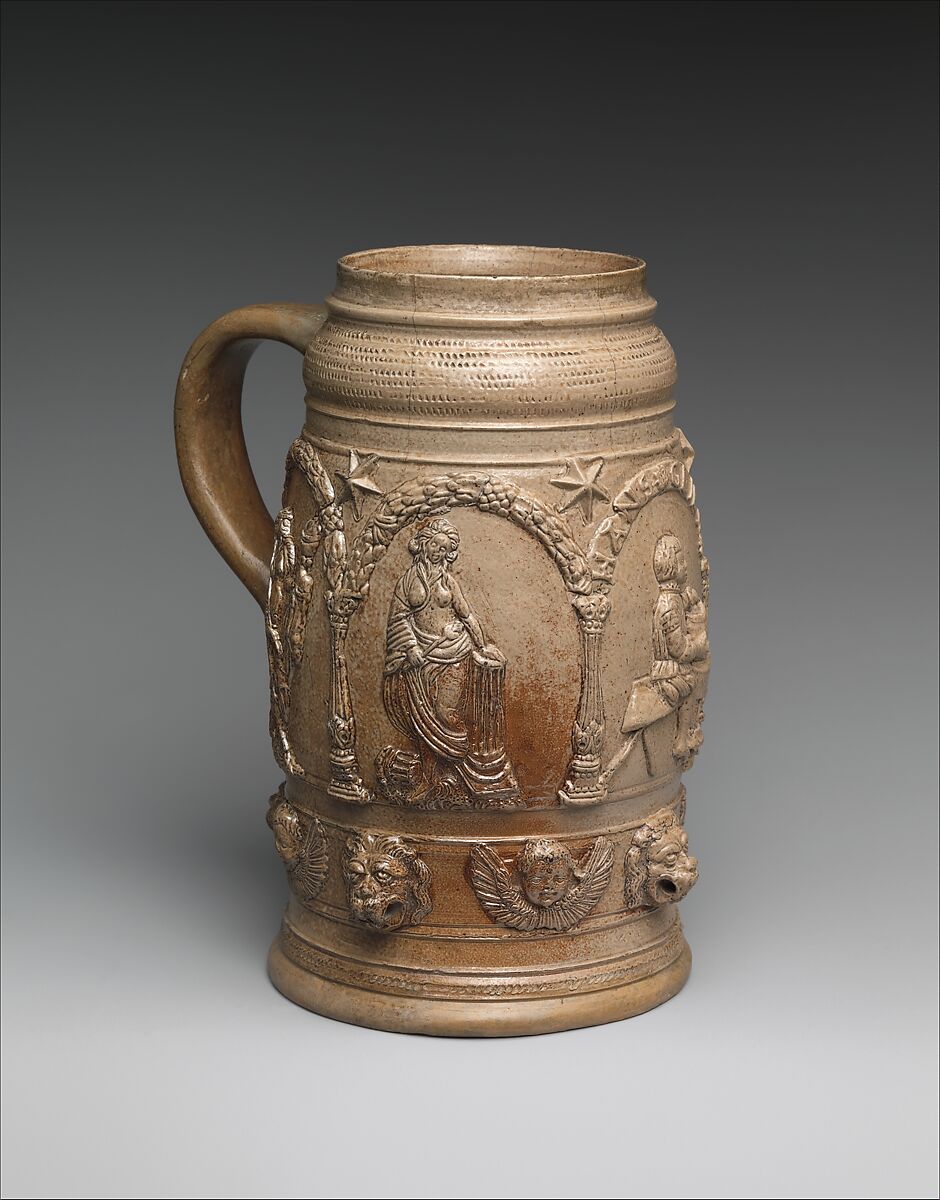 Tankard, Hans Glier (German, late 16th–early 17th century), Salt-glazed stoneware, German, Saxony (Zeitz or Waldenburg)