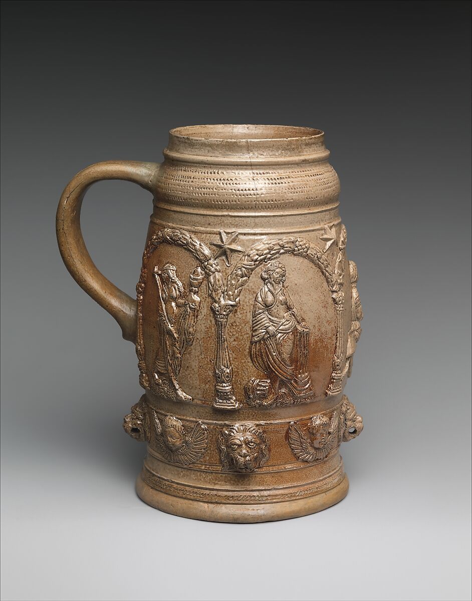 Tankard, Hans Glier (German, late 16th–early 17th century), Salt-glazed stoneware, German, Saxony (Zeitz or Waldenburg)
