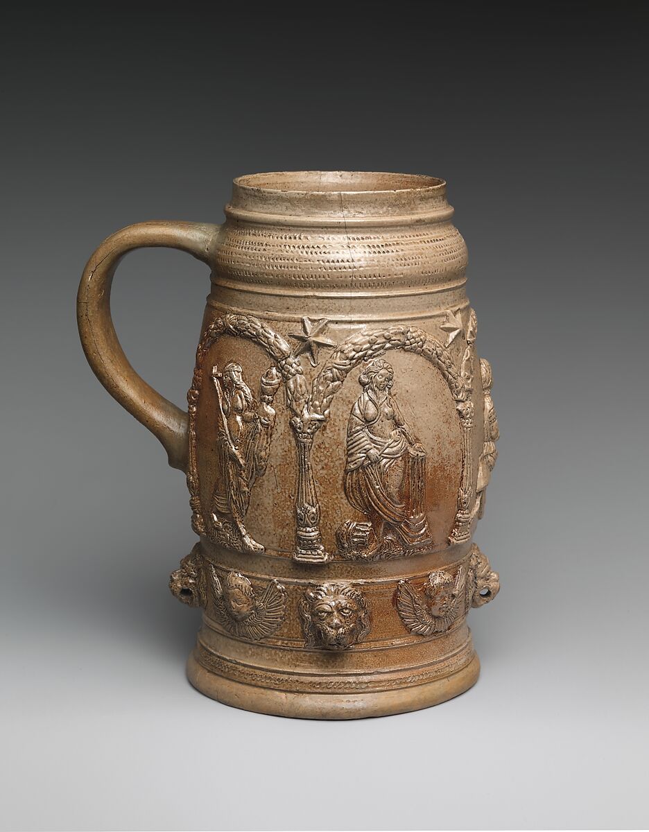 Tankard, Hans Glier (German, late 16th–early 17th century), Salt-glazed stoneware, German, Saxony (Zeitz or Waldenburg)
