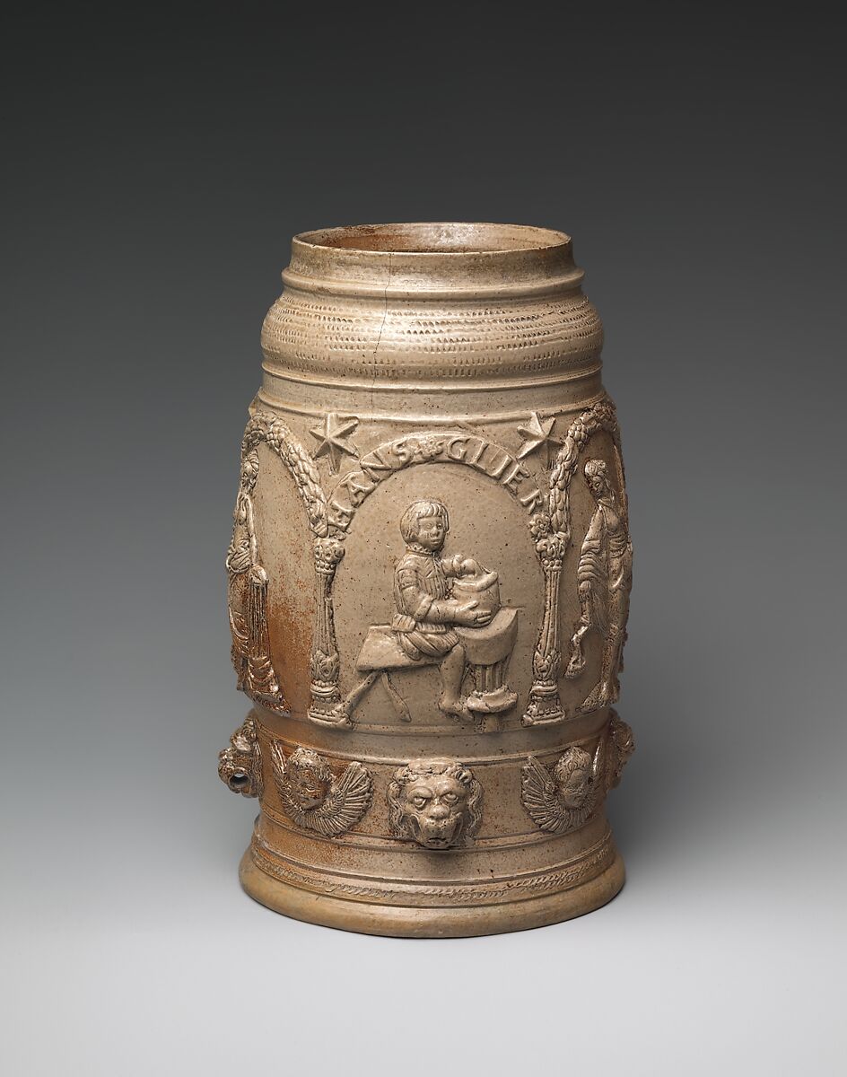 Tankard, Hans Glier (German, late 16th–early 17th century), Salt-glazed stoneware, German, Saxony (Zeitz or Waldenburg)