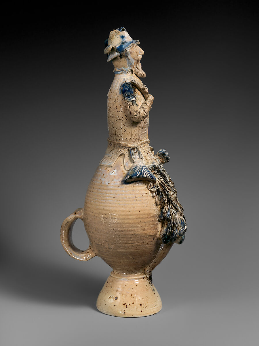 Bottoms-up cup or stirrup cup (Sturzbecher), Salt-glazed stoneware, German, Cologne