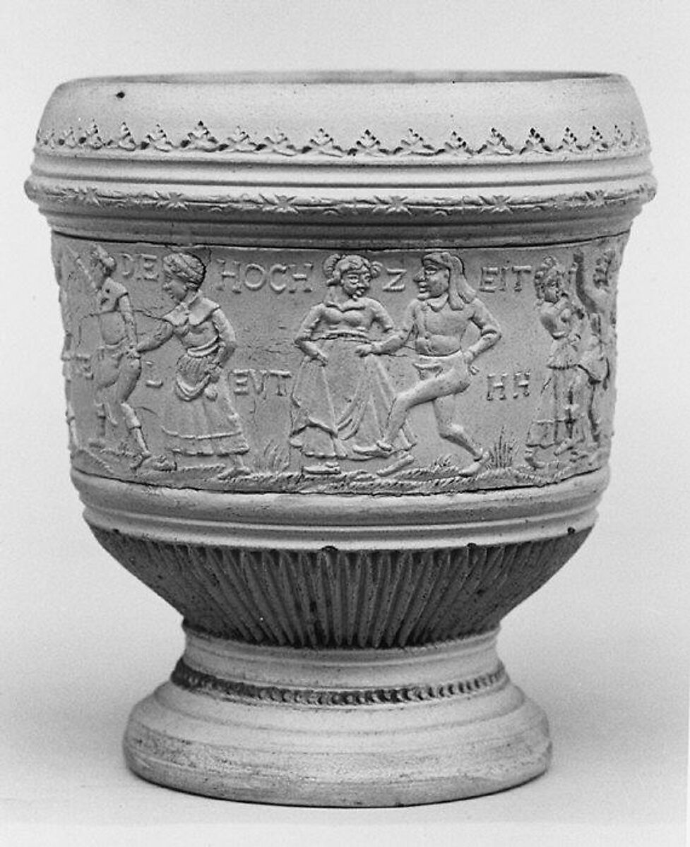 Marriage cup, Probably by Peter Löwenick (active ca. 1830), Stoneware, German, Cologne 