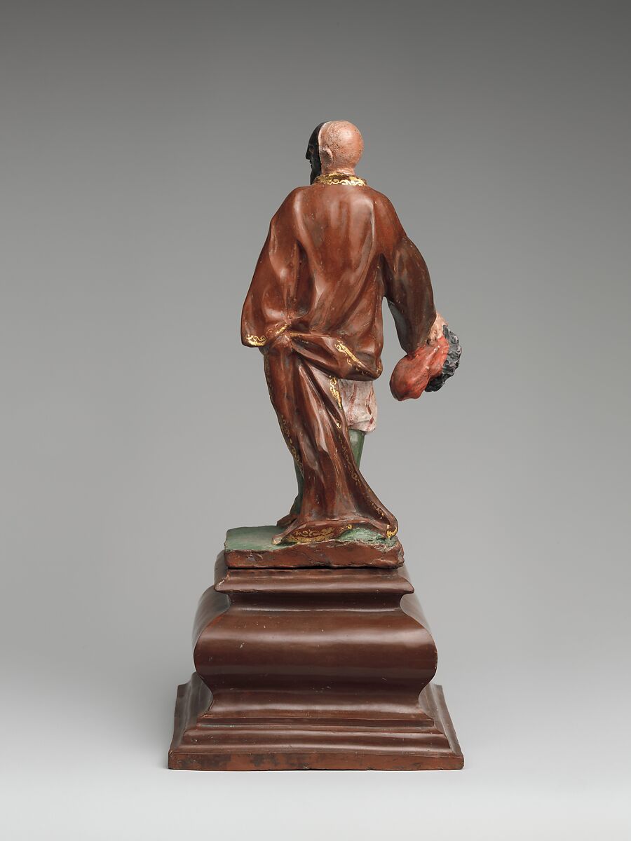 Brighella on a pedestal, Meissen Manufactory (German, 1710–present), Stoneware with unfired colors, German, Meissen