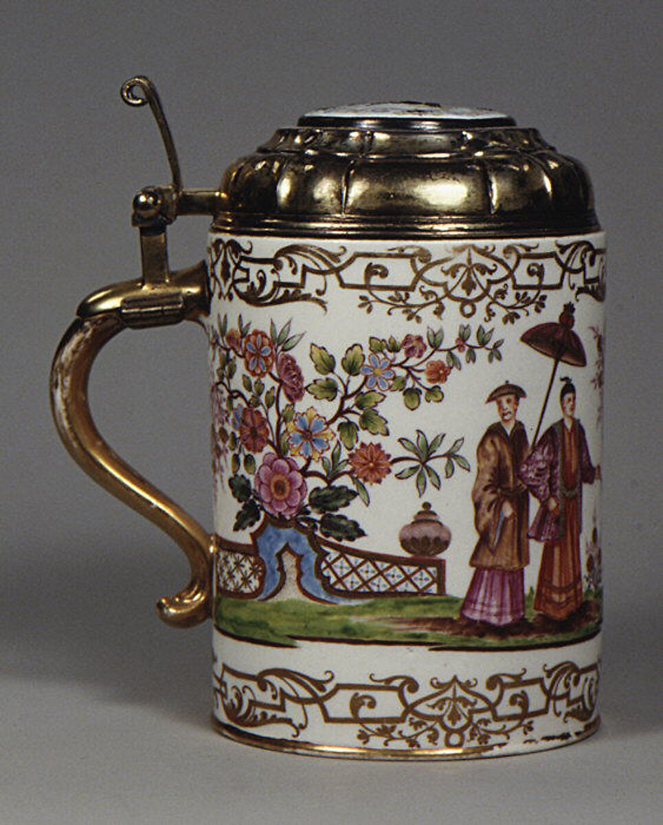 Tankard, Meissen Manufactory (German, 1710–present), Hard-paste porcelain, German, Meissen probably with German, Bayreuth decoration 