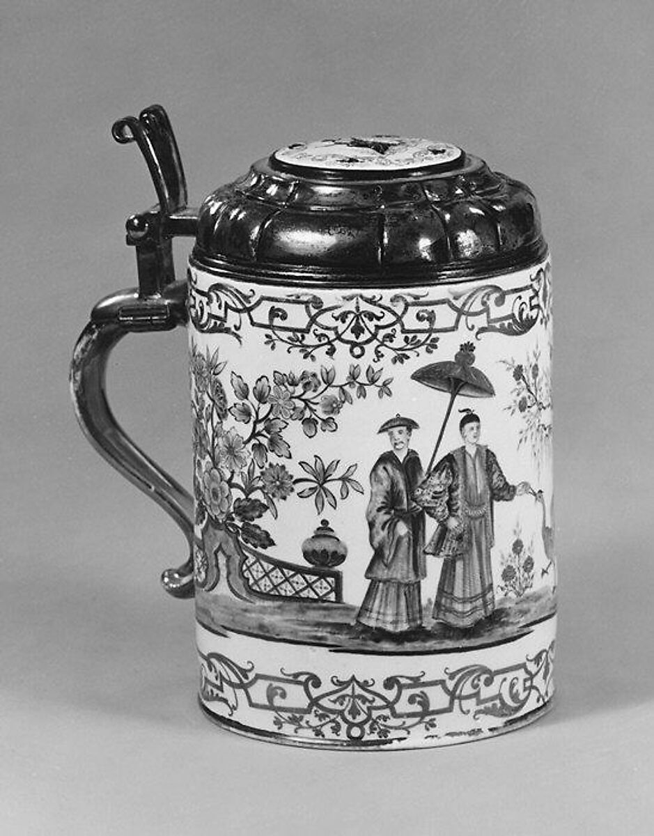 Tankard, Meissen Manufactory (German, 1710–present), Hard-paste porcelain, German, Meissen probably with German, Bayreuth decoration