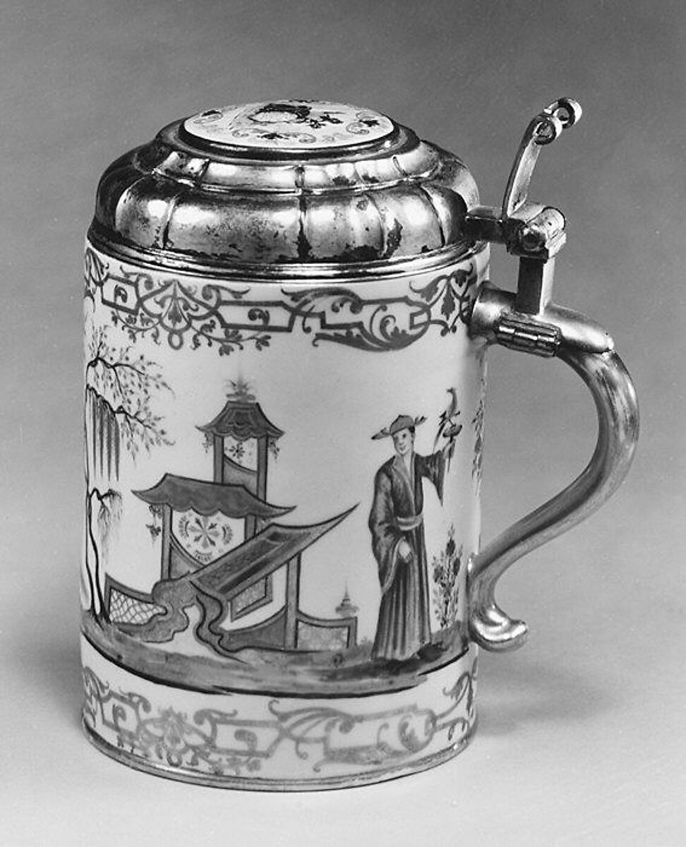 Tankard, Meissen Manufactory (German, 1710–present), Hard-paste porcelain, German, Meissen probably with German, Bayreuth decoration