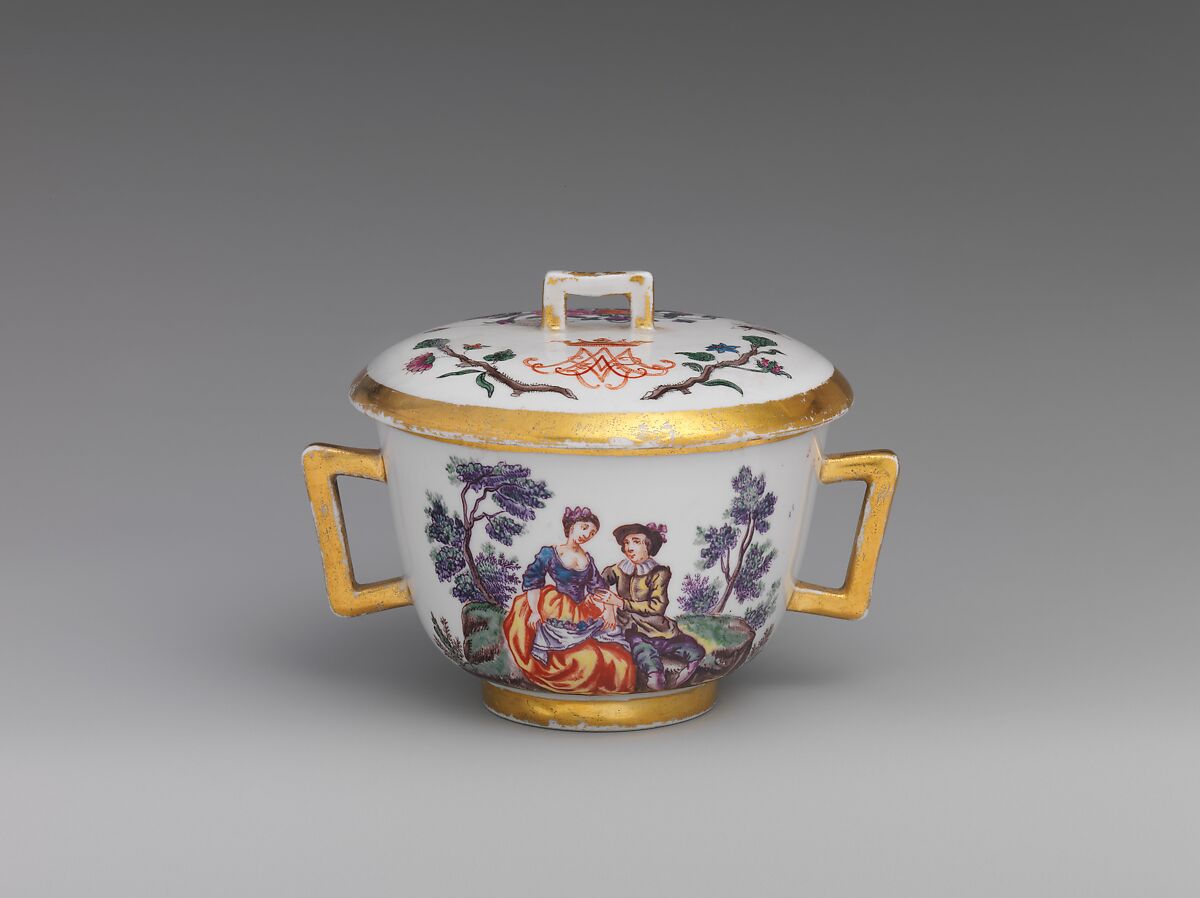 Small tureen and stand, Vienna, Hard-paste porcelain, Austrian, Vienna