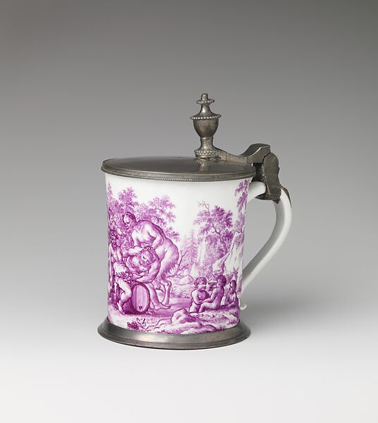 Tankard, Vienna, Hard-paste porcelain, pewter, Austrian, Vienna 