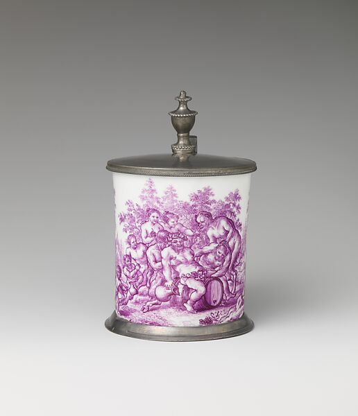 Tankard, Vienna, Hard-paste porcelain, pewter, Austrian, Vienna