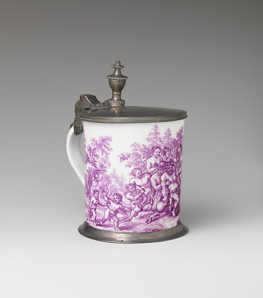 Tankard, Vienna, Hard-paste porcelain, pewter, Austrian, Vienna