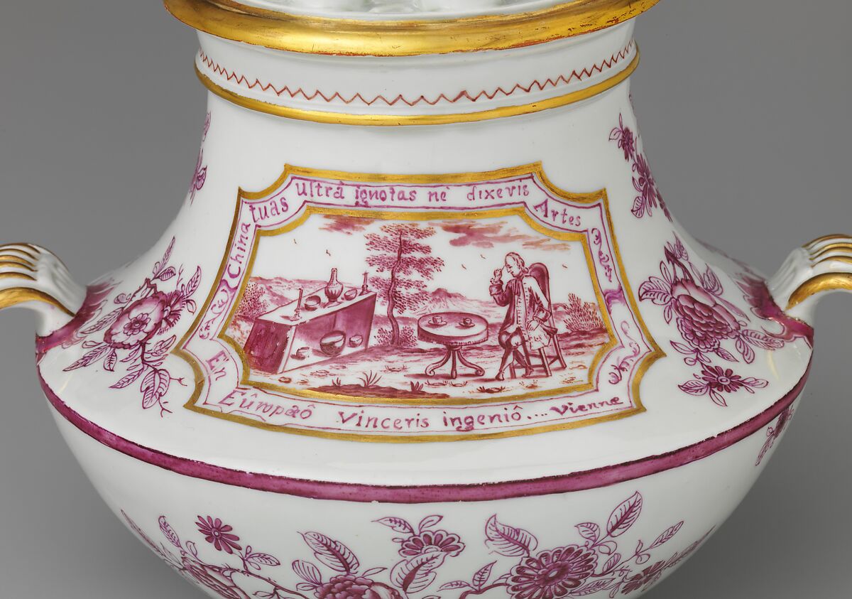 Tulip vase from a garniture, Vienna, Hard-paste porcelain decorated in polychrome enamel, gold, Austrian, Vienna