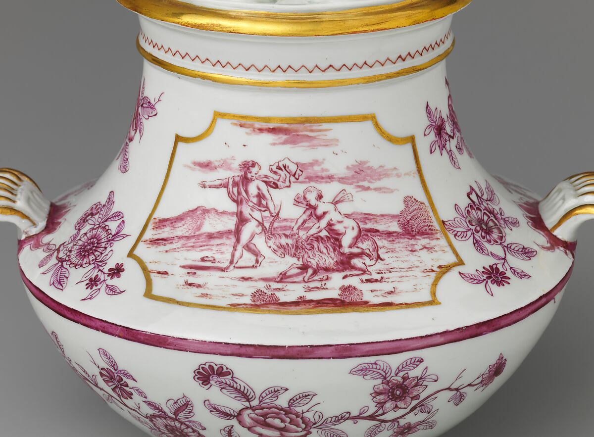 Tulip vase from a garniture, Vienna, Hard-paste porcelain decorated in polychrome enamel, gold, Austrian, Vienna