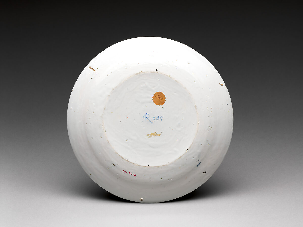 Plate, Roos Manufactory, Tin-glazed earthenware, Dutch, Delft
