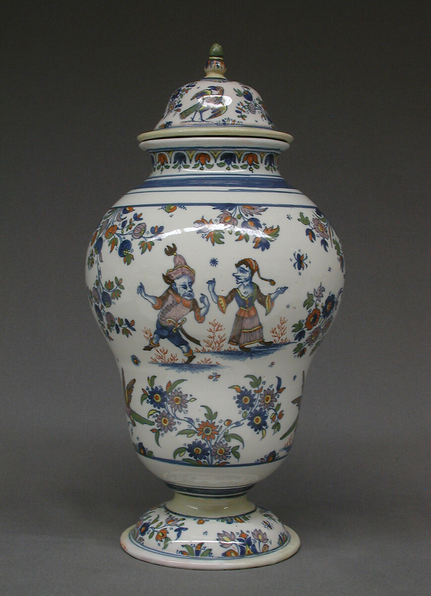 Vase with cover, Alcora Manufactory (Spanish, 1727–1895), Tin-glazed earthenware, Spanish, Alcora