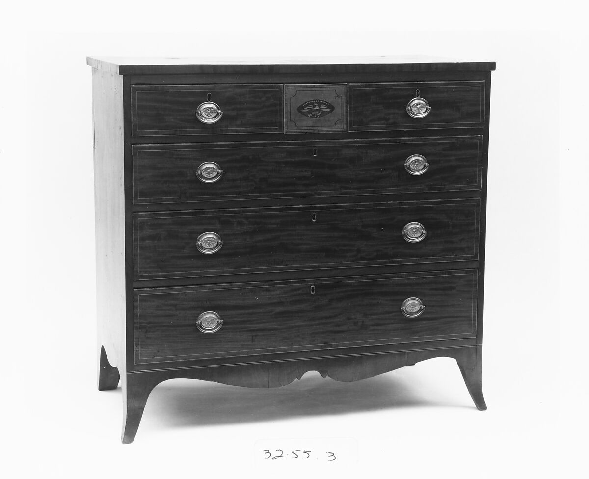 Chest of Drawers, Michael Allison (1773–1855), Mahogany, satinwood, ebony, white pine, tulip poplar, American 