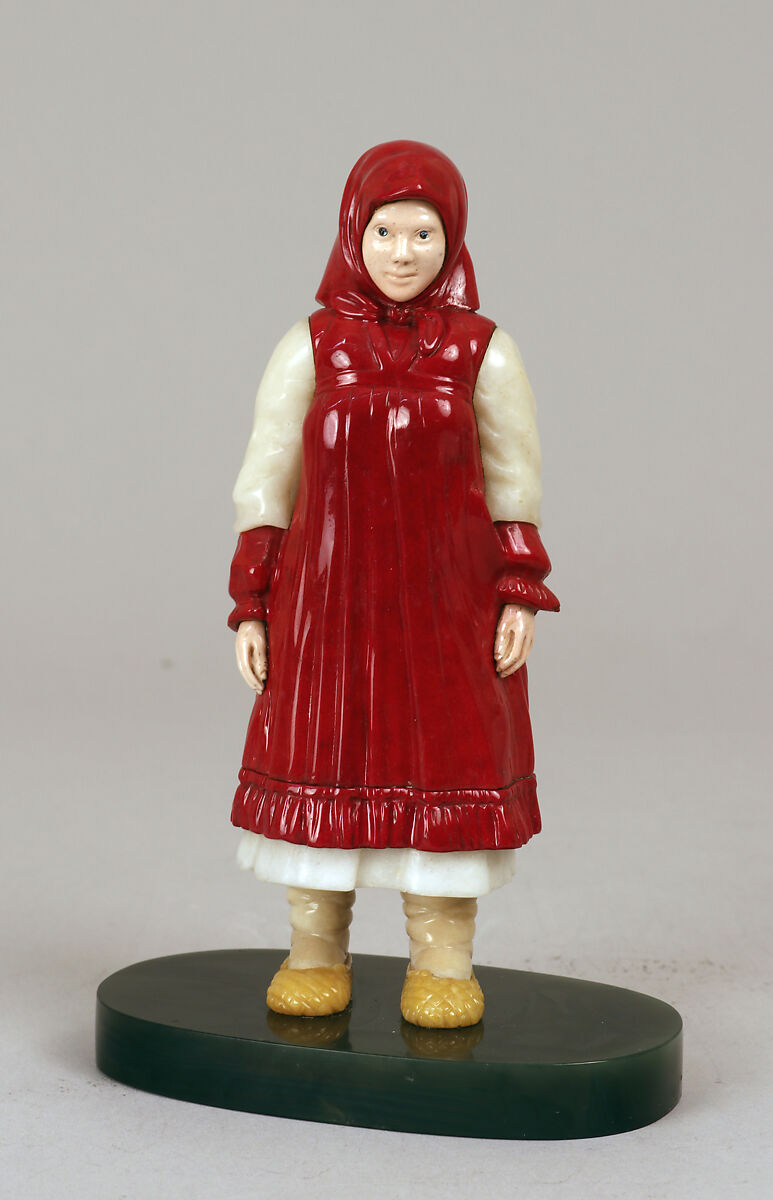 Russian peasant girl, Peter Carl Fabergé (1846–1920), Jasper, sapphire, purpurine, nephrite, jade, Russian, St. Petersburg
