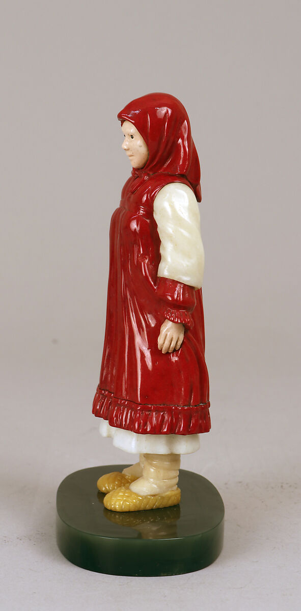 Russian peasant girl, Peter Carl Fabergé (1846–1920), Jasper, sapphire, purpurine, nephrite, jade, Russian, St. Petersburg